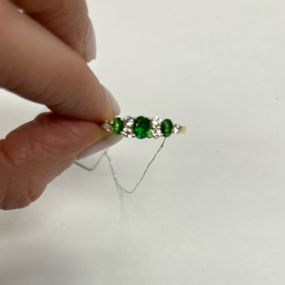 Suzy Levian Yellow Sterling Silver Green White Cubic Zirconia Graduating Ring 7 - Picture 9 of 10